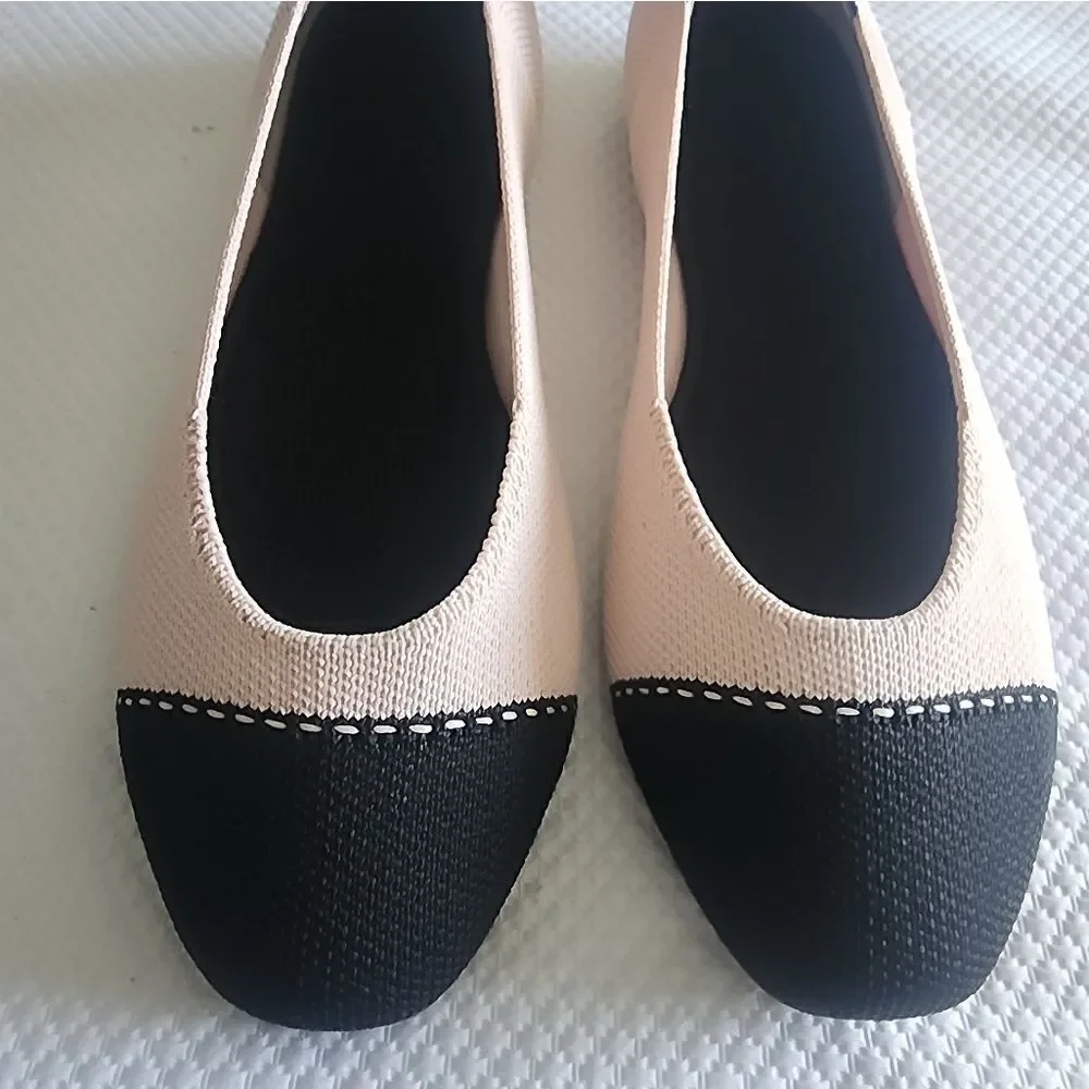 Rothy's Black and soft pink Flats with Elegant Two-Tone Design